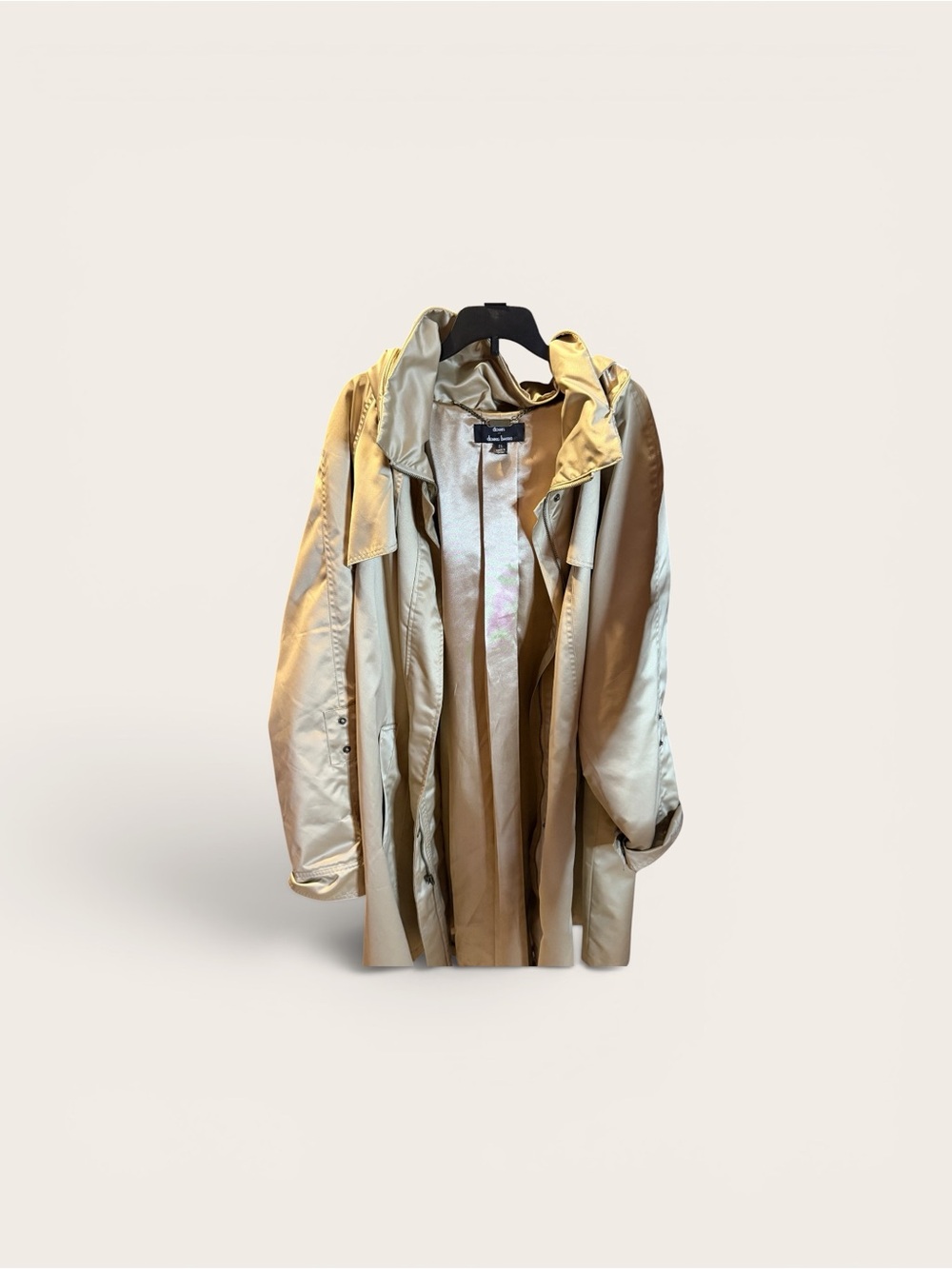 dennis basso Light Tan Trench Coat with Hood